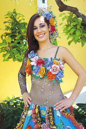 Colombian woman dressed for Carnival